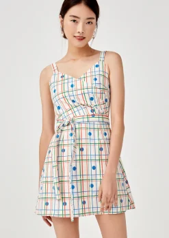 Love, Bonito Weekend Dresses*Adaline Crossover Sash Tie Dress in Rainbow Tile
