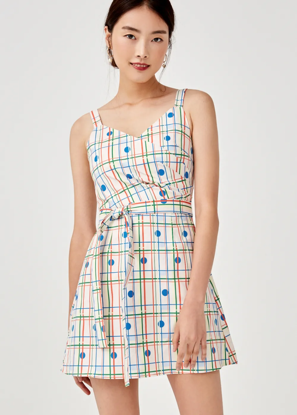 Love, Bonito Weekend Dresses*Adaline Crossover Sash Tie Dress in Rainbow Tile