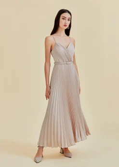 Love, Bonito Party Dresses*Adelpha Pleated Satin Maxi Dress