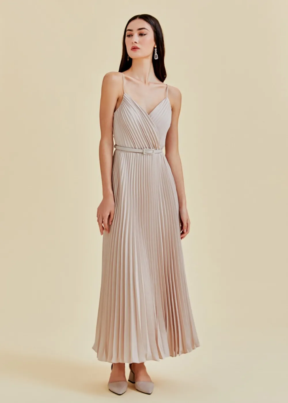 Love, Bonito Party Dresses*Adelpha Pleated Satin Maxi Dress