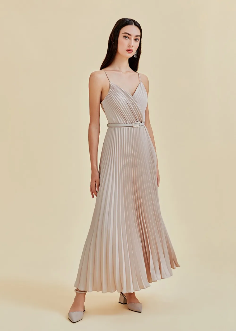 Love, Bonito Party Dresses*Adelpha Pleated Satin Maxi Dress