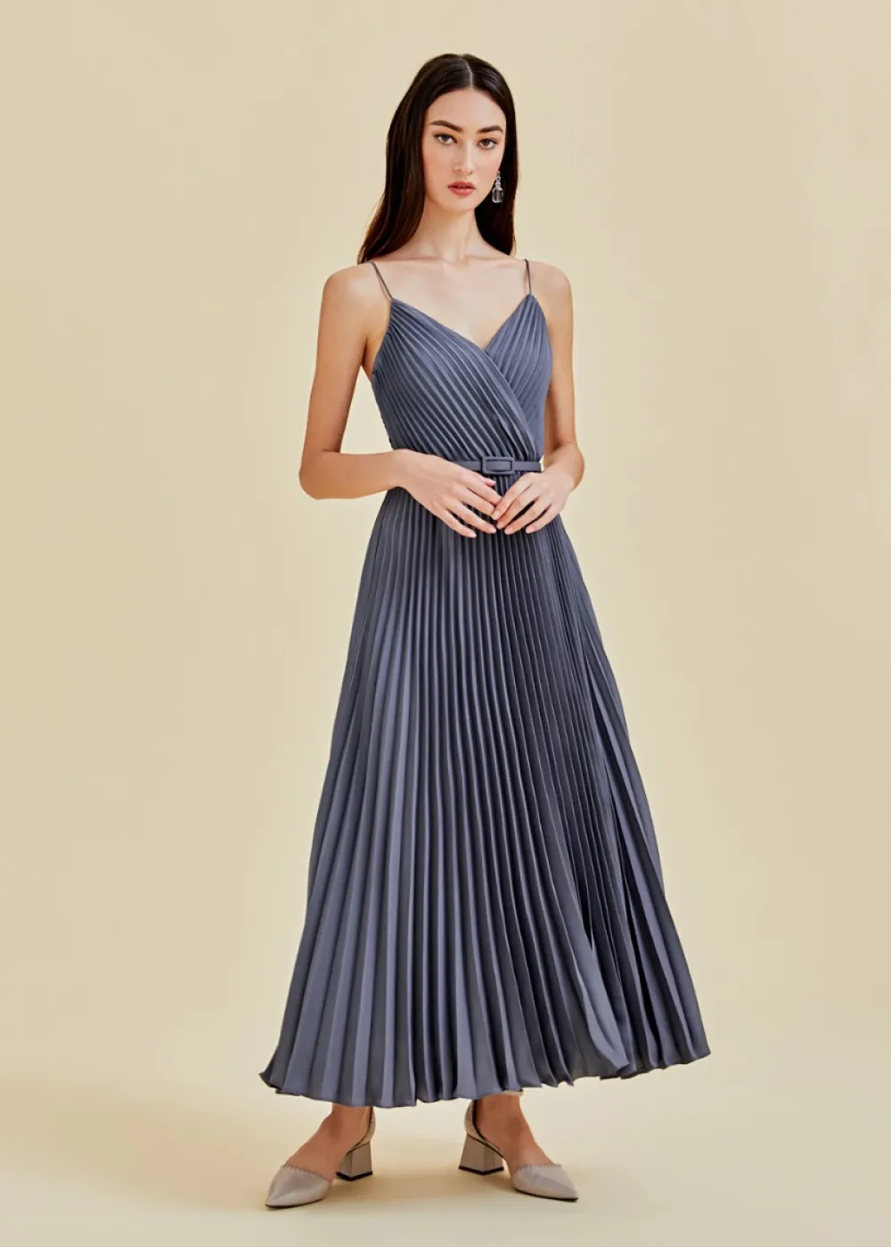Love, Bonito Party Dresses*Adelpha Pleated Satin Maxi Dress