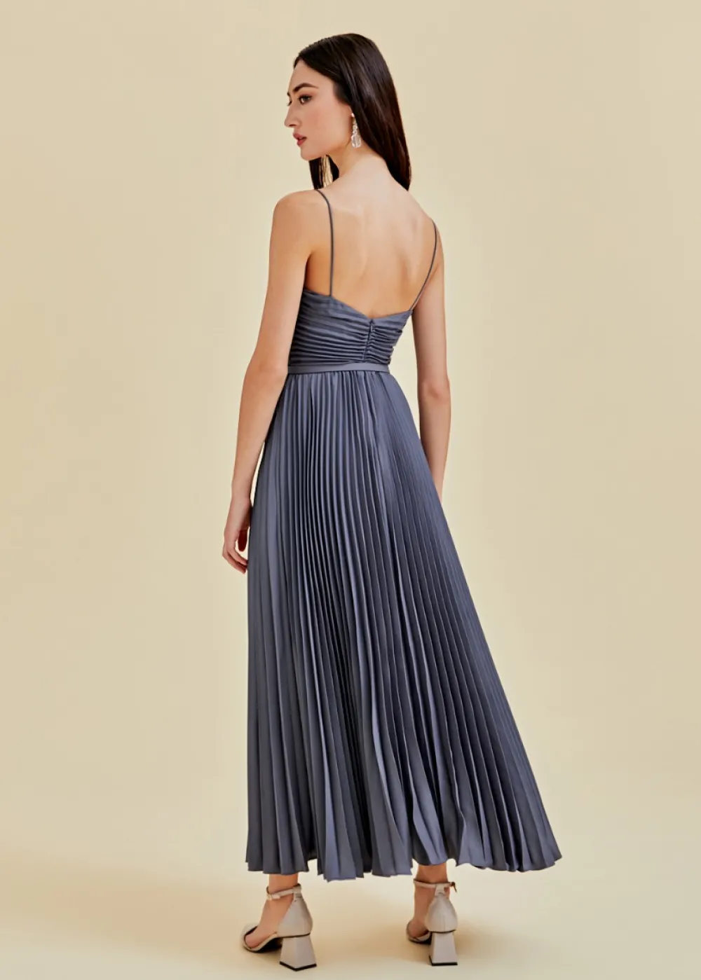 Love, Bonito Party Dresses*Adelpha Pleated Satin Maxi Dress