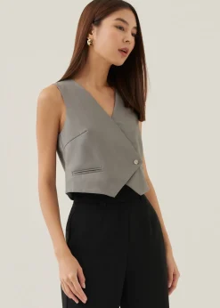Love, Bonito Work Tops*Almita Asymmetric Button Down Vest