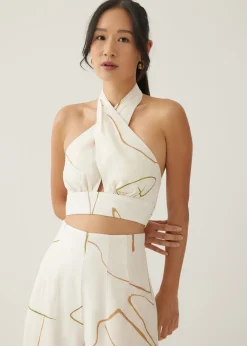 Love, Bonito Weekend & Vacation Tops*Andee Padded Halter Neck Top in Golden Hour