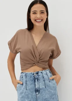 Love, Bonito Weekend & Vacation Tops*Annalisa Elastic Linen Crop Top