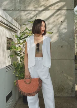 Love, Bonito Work Tops|Shell Tops*Anya Shoulder Padded Linen Tailored Vest