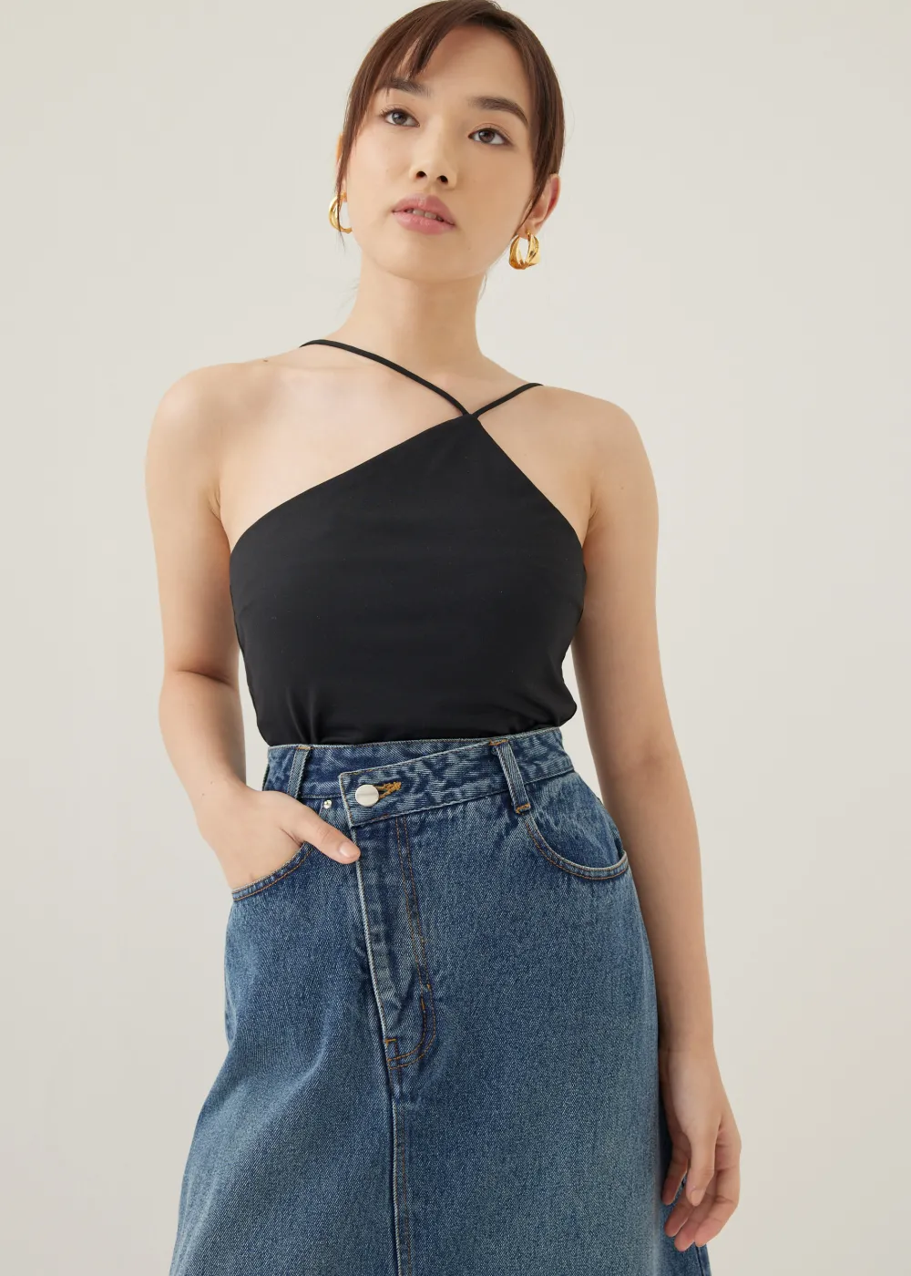 Love, Bonito Casual Tops*Babeth Padded Jersey Asymmetric Top