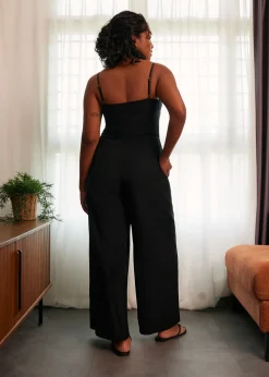 Love, Bonito Weekend|Jumpsuits & Rompers*Belted Straight Neck Wide Leg Jumpsuit