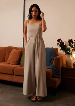 Love, Bonito Weekend|Jumpsuits & Rompers*Belted Straight Neck Wide Leg Jumpsuit
