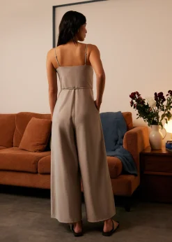 Love, Bonito Weekend|Jumpsuits & Rompers*Belted Straight Neck Wide Leg Jumpsuit