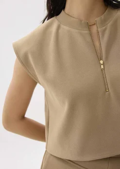 Love, Bonito Casual Tops|Shell Tops*Boxy Front Zip Crop Top