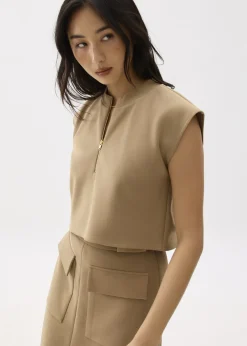 Love, Bonito Casual Tops|Shell Tops*Boxy Front Zip Crop Top