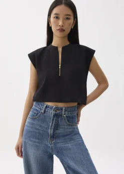 Love, Bonito Casual Tops|Shell Tops*Boxy Front Zip Crop Top