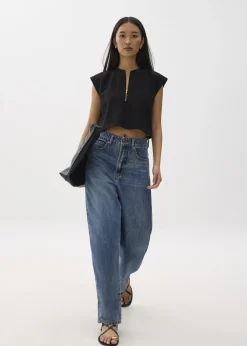 Love, Bonito Casual Tops|Shell Tops*Boxy Front Zip Crop Top
