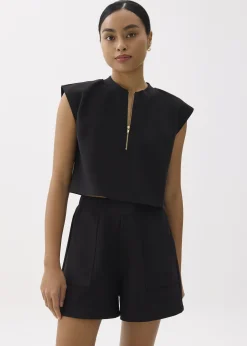 Love, Bonito Casual Tops|Shell Tops*Boxy Front Zip Crop Top
