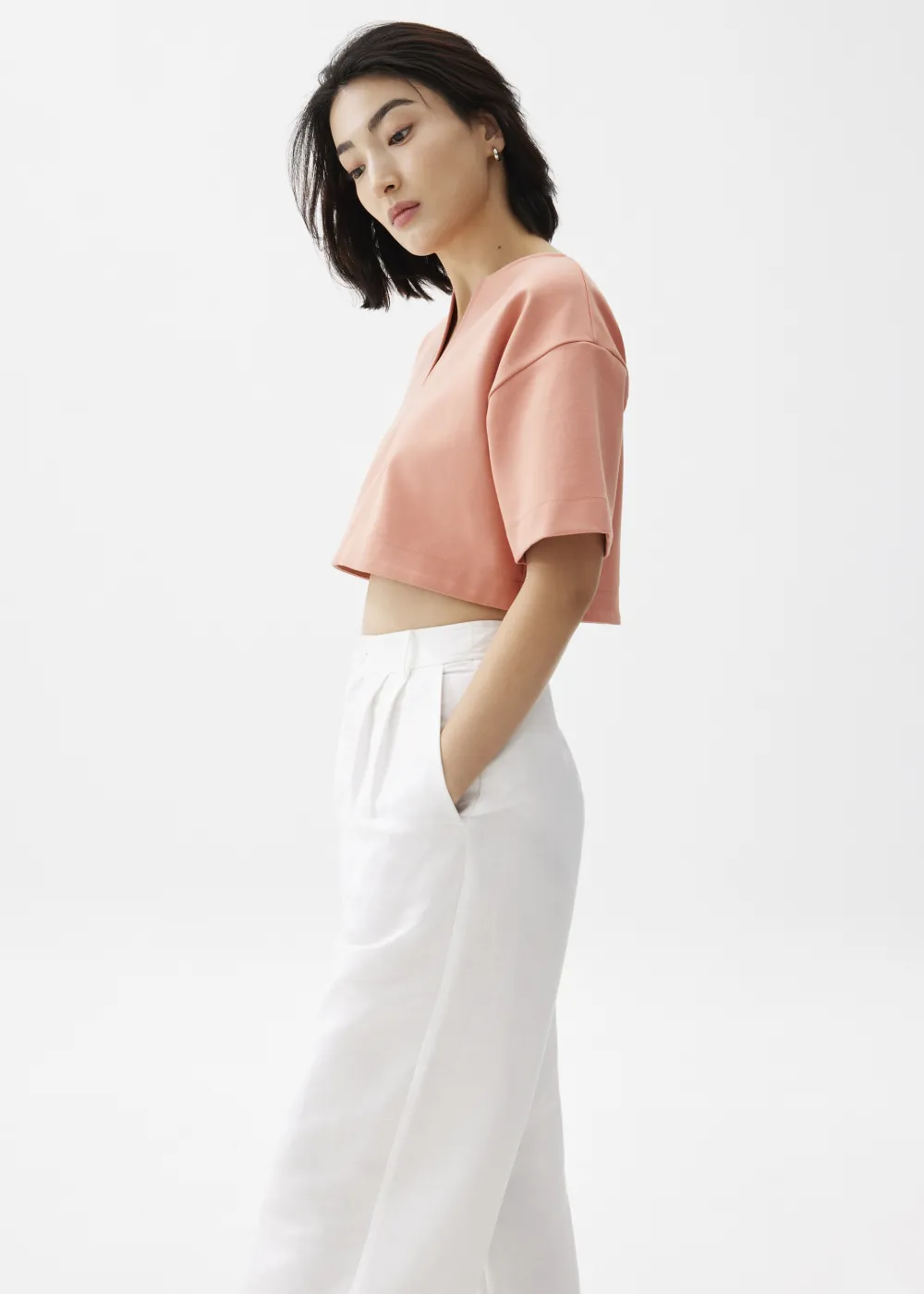 Love, Bonito Casual Tops*Boxy Notch Collar Crop Tee