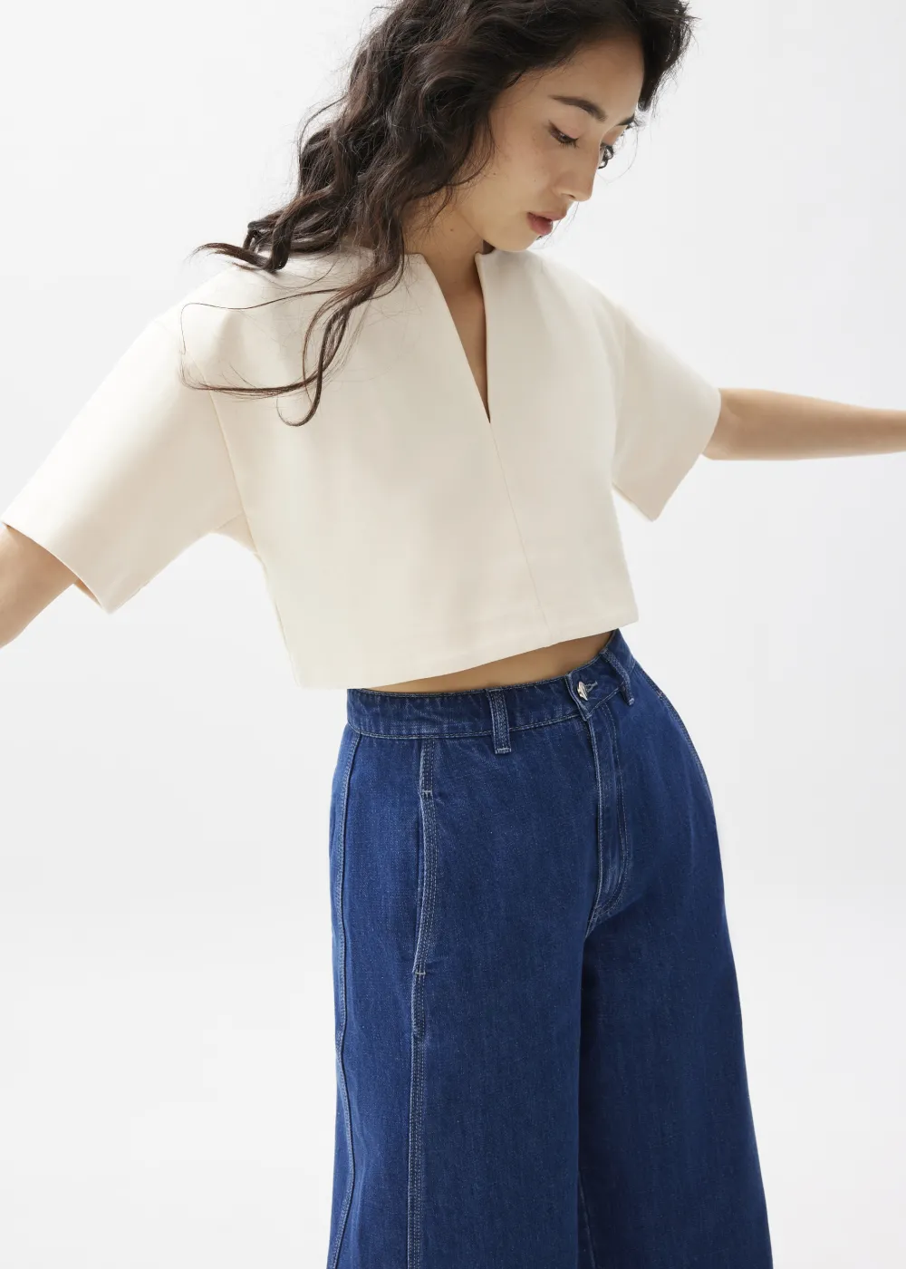 Love, Bonito Casual Tops*Boxy Notch Collar Crop Tee
