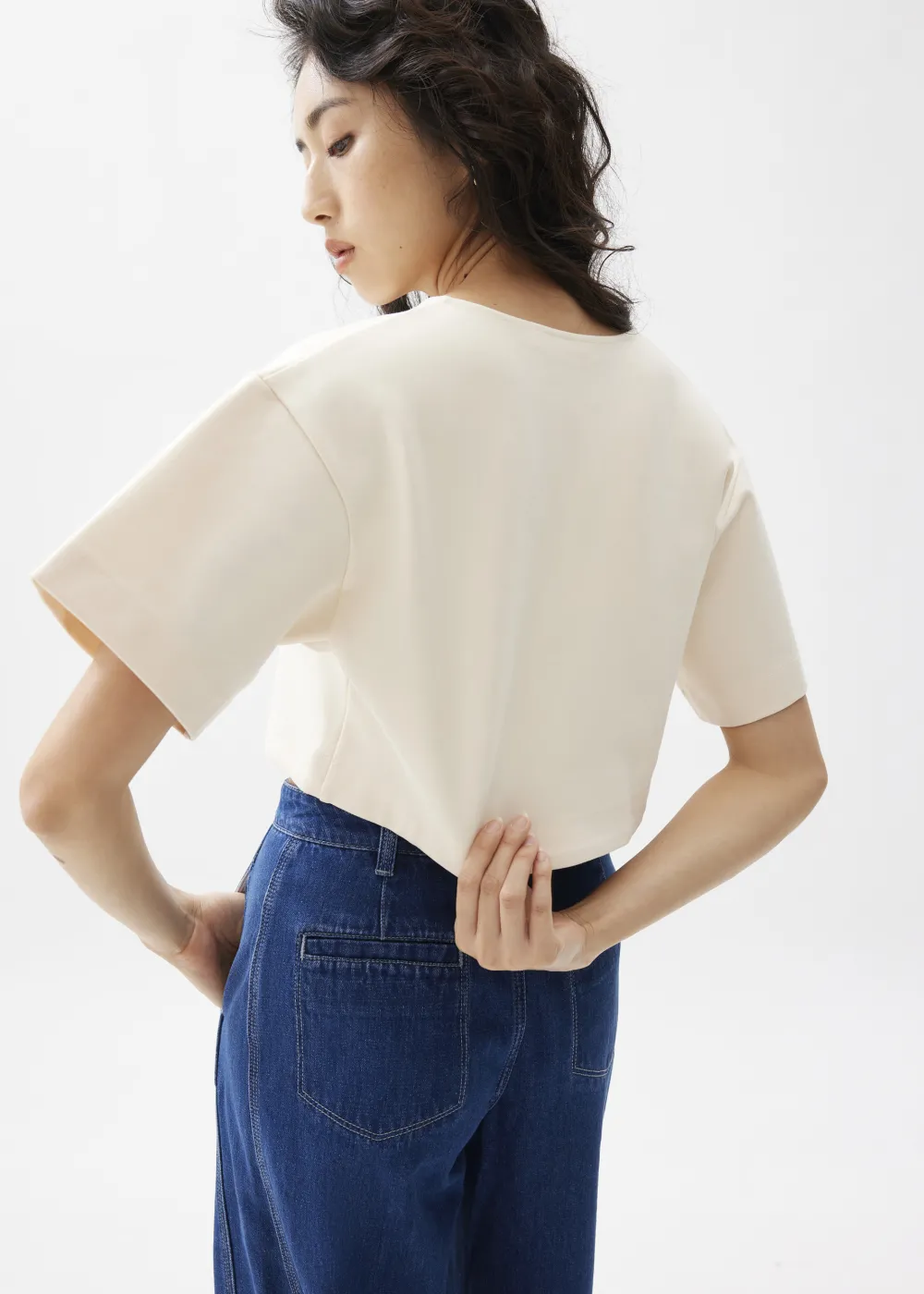 Love, Bonito Casual Tops*Boxy Notch Collar Crop Tee