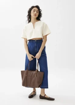 Love, Bonito Casual Tops*Boxy Notch Collar Crop Tee