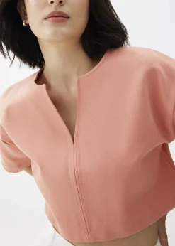 Love, Bonito Casual Tops*Boxy Notch Collar Crop Tee
