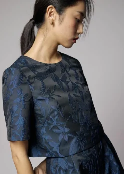 Love, Bonito Weekend & Vacation Tops|Petite-Friendly*Brocade Boxy Crop Shell Top