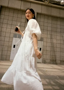 Love, Bonito Weekend|Vacation*Broderie Puff Sleeve Trapeze Maxi Dress