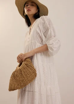 Love, Bonito Weekend|Vacation*Broderie Puff Sleeve Trapeze Maxi Dress