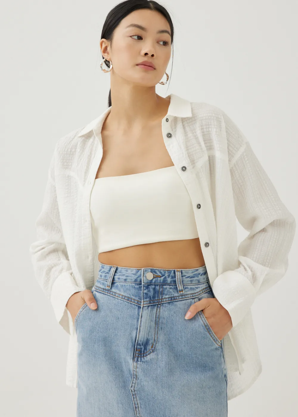 Love, Bonito Blouses & Shirts*Bryony Textured Cotton Shirt