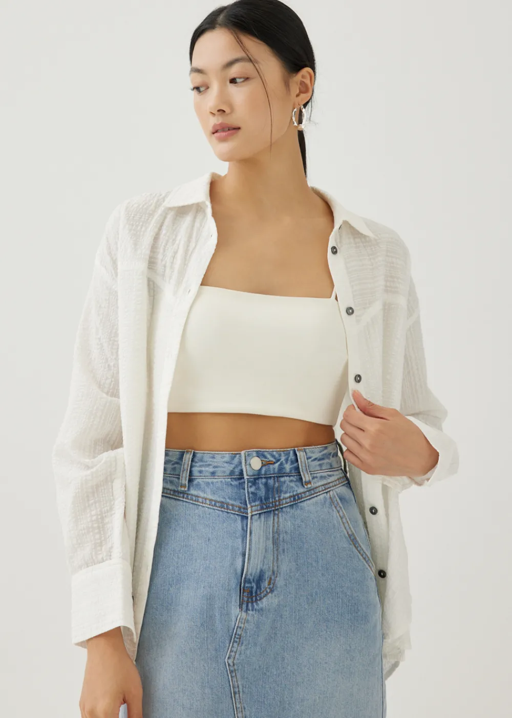 Love, Bonito Blouses & Shirts*Bryony Textured Cotton Shirt