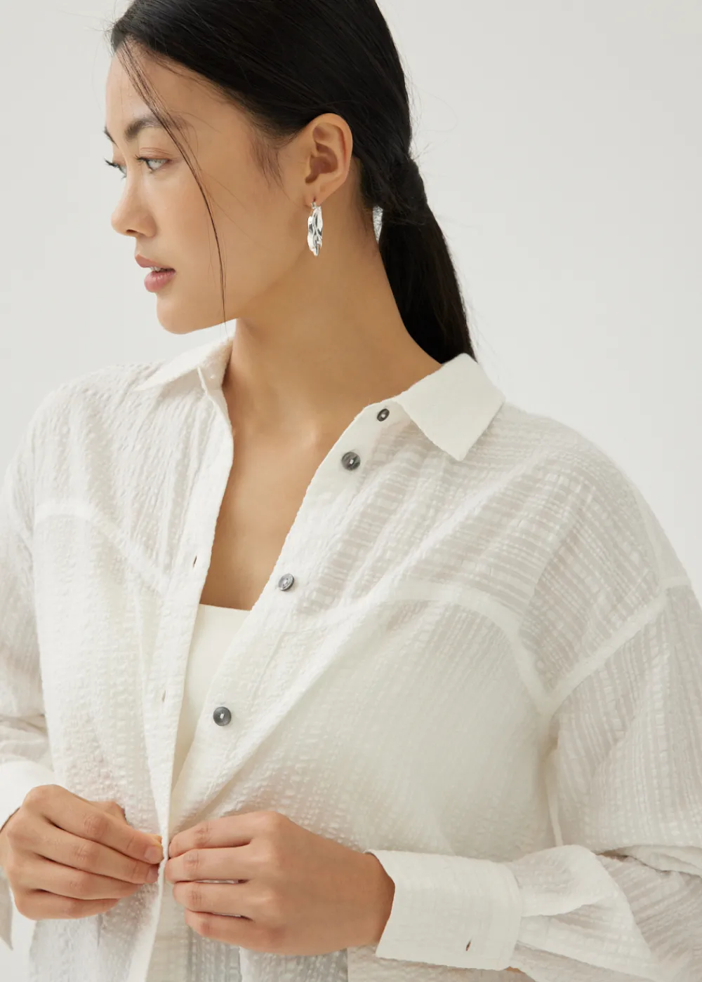 Love, Bonito Blouses & Shirts*Bryony Textured Cotton Shirt
