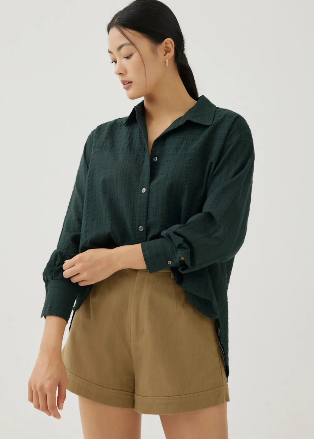 Love, Bonito Blouses & Shirts*Bryony Textured Cotton Shirt