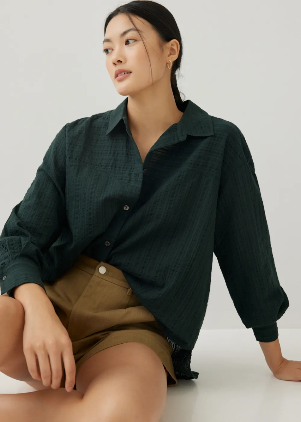 Love, Bonito Blouses & Shirts*Bryony Textured Cotton Shirt