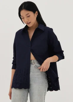 Love, Bonito Blouses & Shirts*Calypso Broderie Button Down Shirt