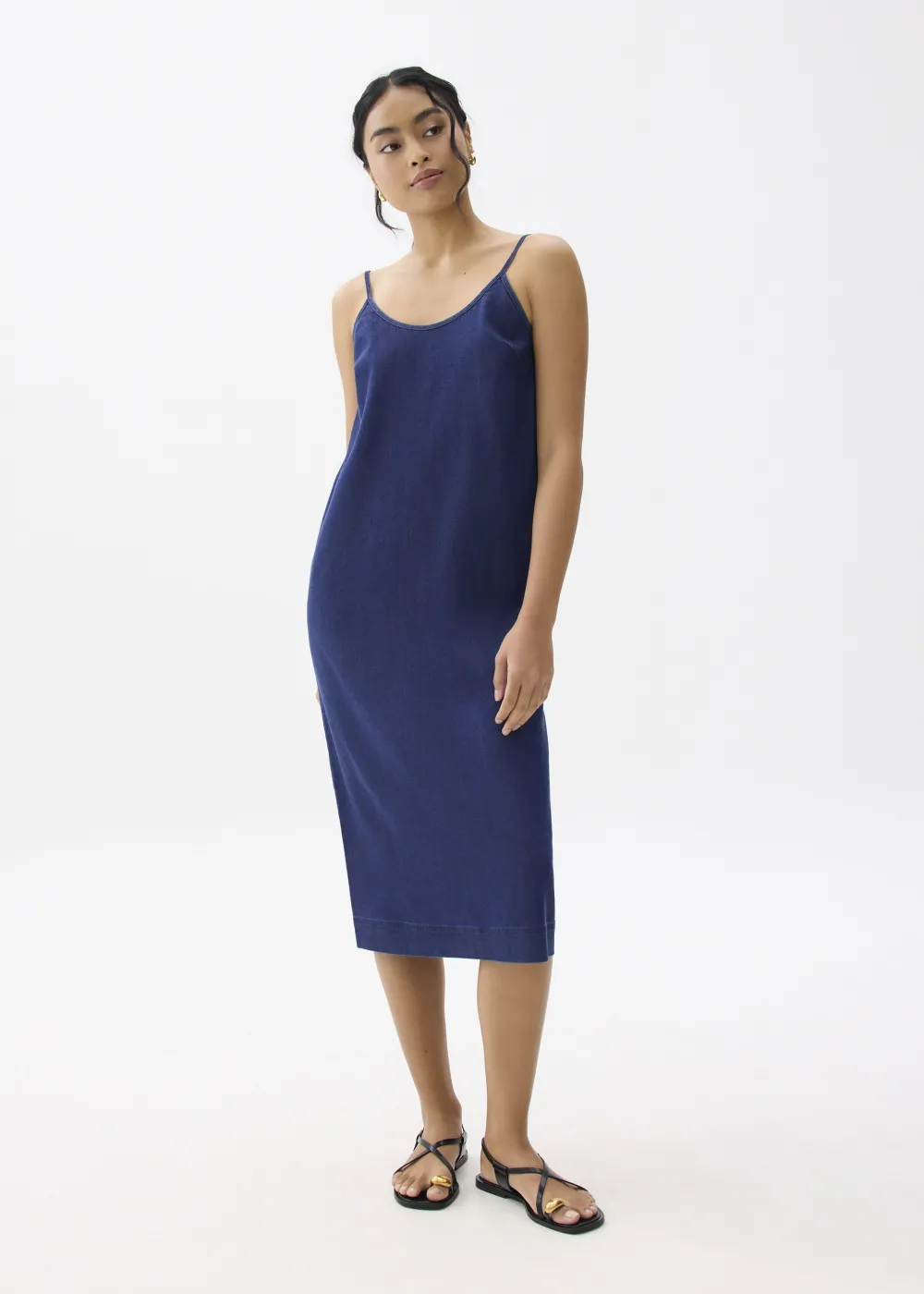 Love, Bonito Casual Dresses*Chambray Scoop Neck Column Midi Dress