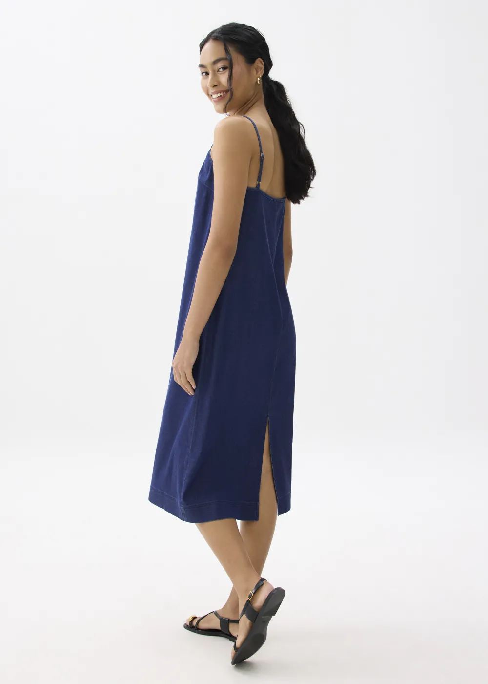 Love, Bonito Casual Dresses*Chambray Scoop Neck Column Midi Dress