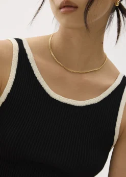 Love, Bonito Weekend & Vacation Tops|Petite-Friendly*Contrast Knit V-neck Fitted Crop Top