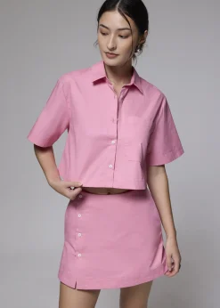 Love, Bonito Weekend & Vacation Tops|Petite-Friendly*Cotton Collared Boxy Crop Shirt