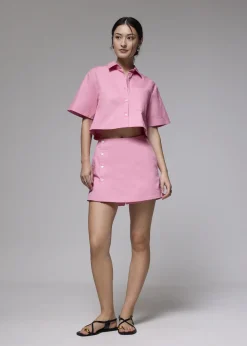 Love, Bonito Weekend & Vacation Tops|Petite-Friendly*Cotton Collared Boxy Crop Shirt