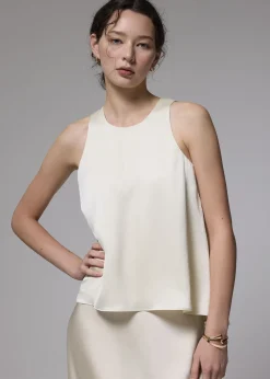 Love, Bonito Party Tops|Shell Tops*Crinkled Satin Trapeze Shell Top