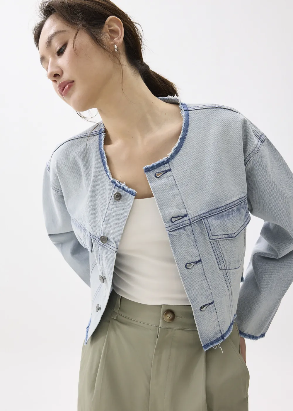 Love, Bonito Weekend|Casual*Cropped Fray Denim Jacket