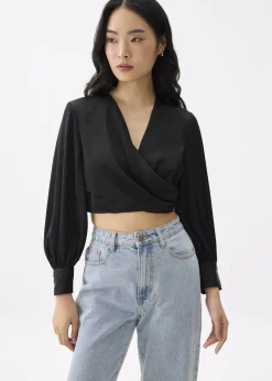 Love, Bonito Party Tops|Blouses & Shirts*Cropped V-neck Wrap Top