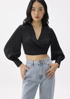 Love, Bonito Party Tops|Blouses & Shirts*Cropped V-neck Wrap Top