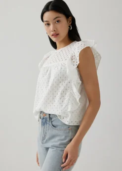 Love, Bonito Shell Tops*Daine Broderie Ruffle Sleeve Top