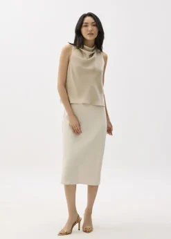 Love, Bonito Work Tops|Shell Tops*Daya Satin High Cowl Neck Top