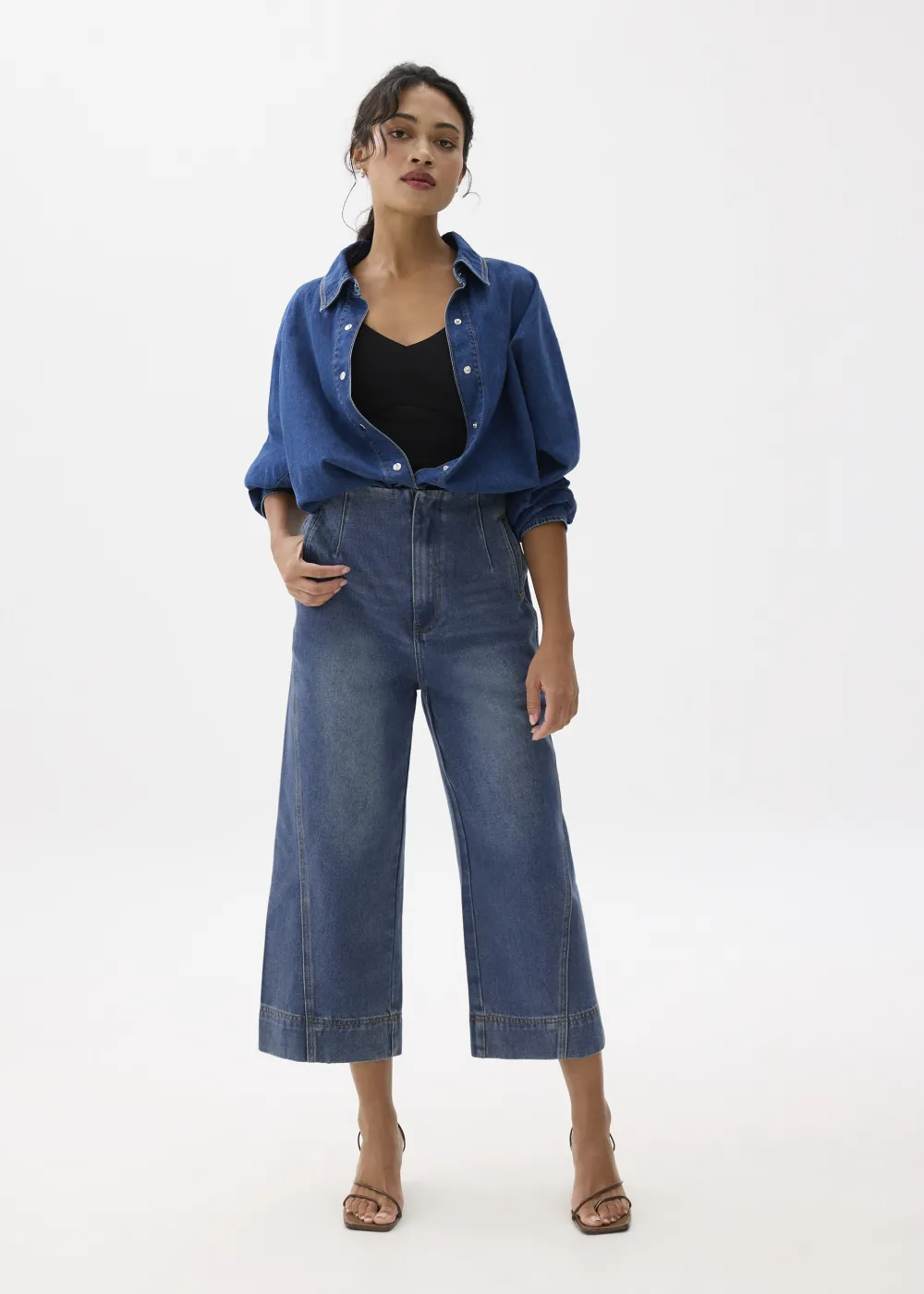 Love, Bonito Weekend & Vacation Pants|Casual Pants*Denim Cropped Wide Leg Culottes