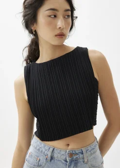 Love, Bonito Party Tops|Shell Tops*Dez Pleated Boat Neck Crop Top