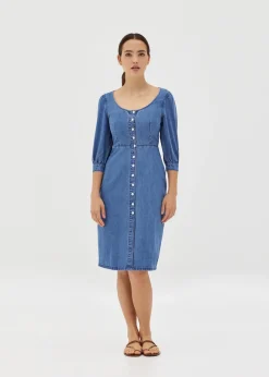 Love, Bonito Casual Dresses*Donna Denim Puff Sleeve Button Dress