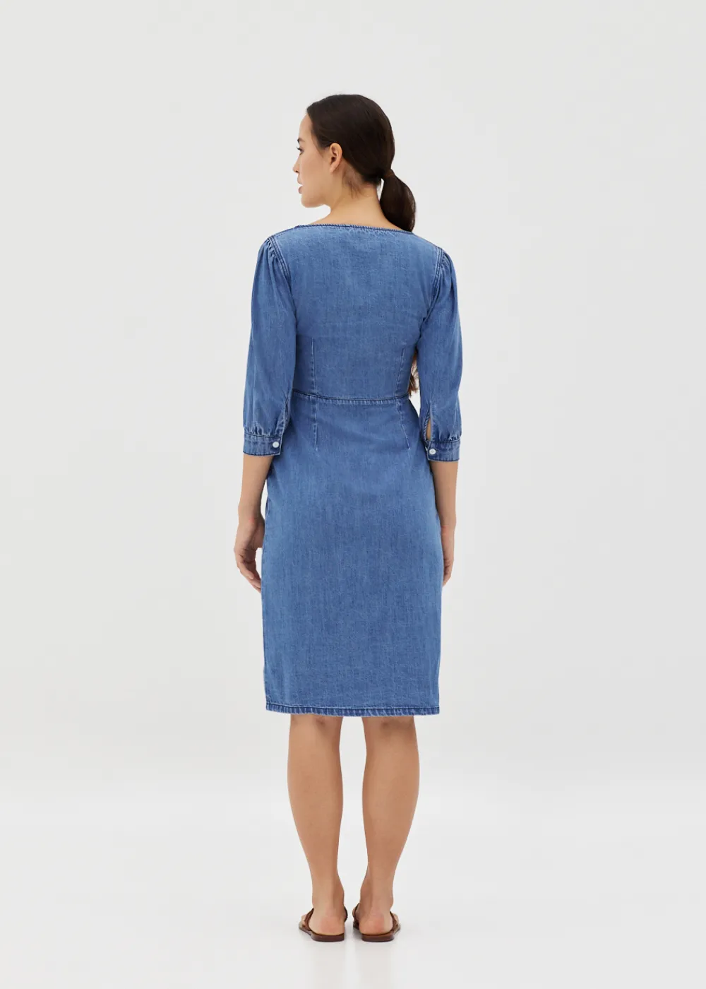 Love, Bonito Casual Dresses*Donna Denim Puff Sleeve Button Dress