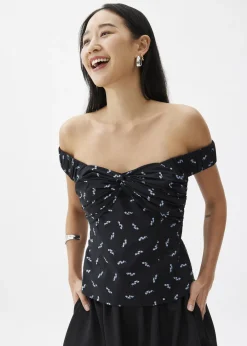 Love, Bonito Vacation|Tops*Elastic Cotton Off Shoulder Top